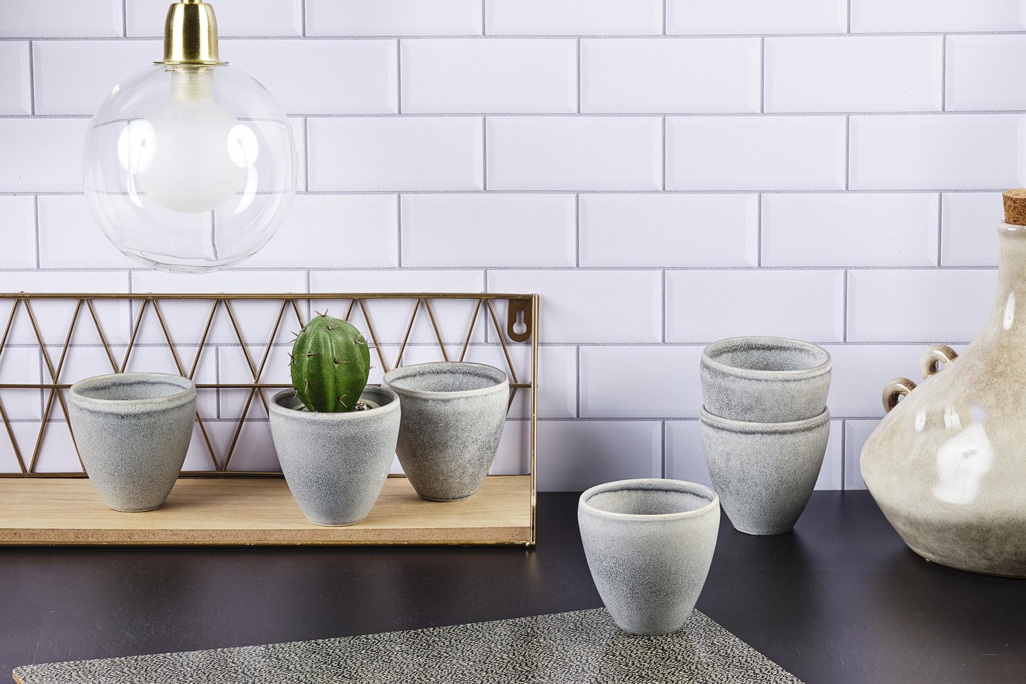 Tassen-Set STONE 15cl - 6 tlg. - Mondgrau