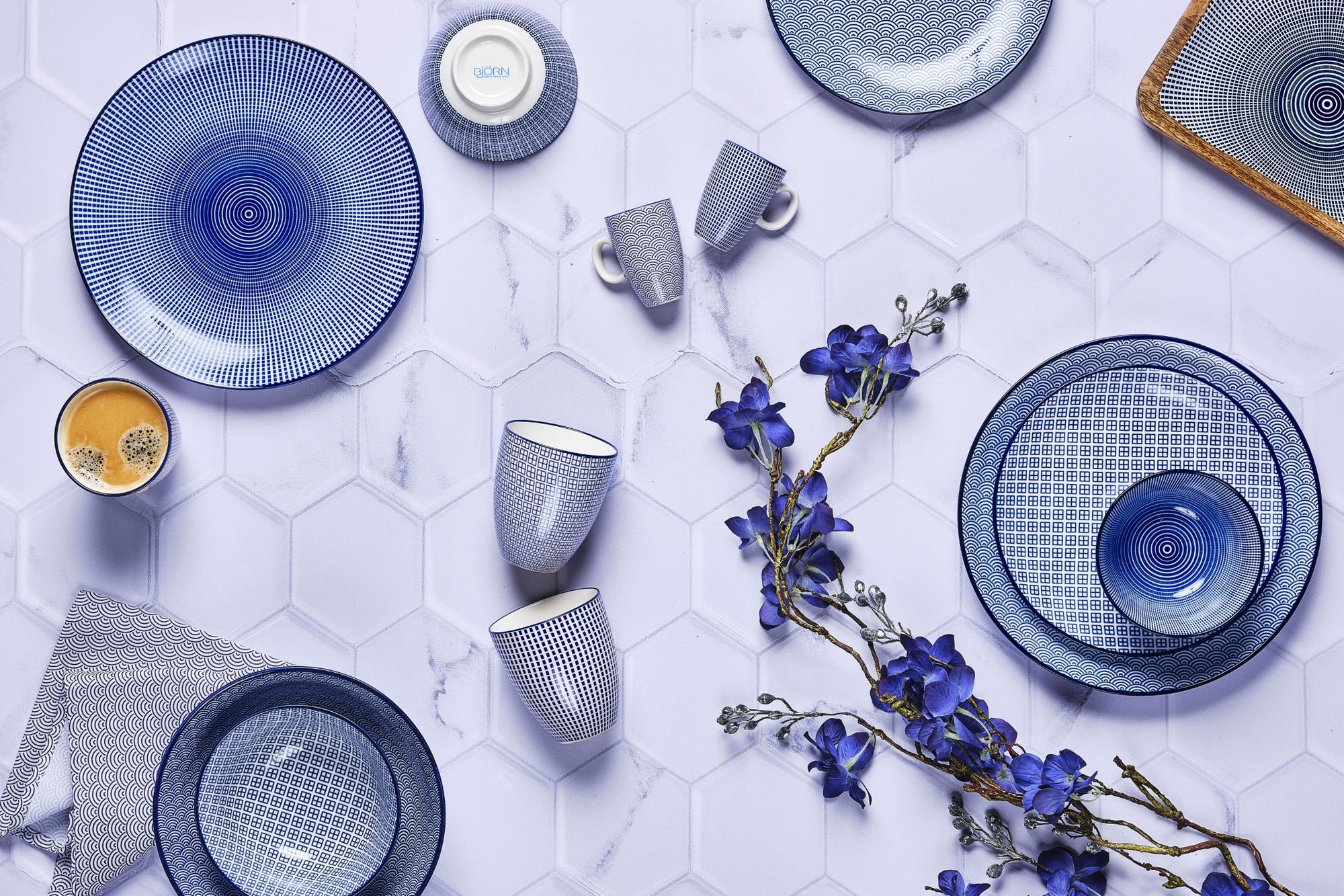 Teller-Set PATTERN Ø26cm - 6 tlg. - Dunkelblau