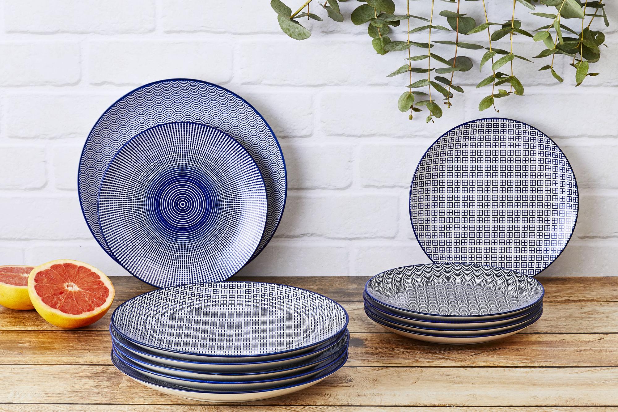 Teller-Set PATTERN Ø26cm - 6 tlg. - Dunkelblau