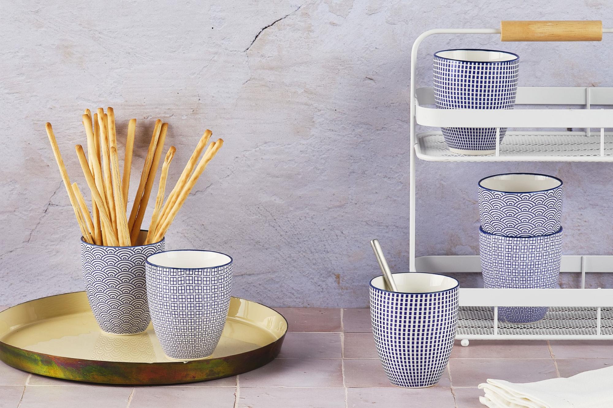 Tassen-Set PATTERN 30cl - 6 tlg. - Dunkelblau