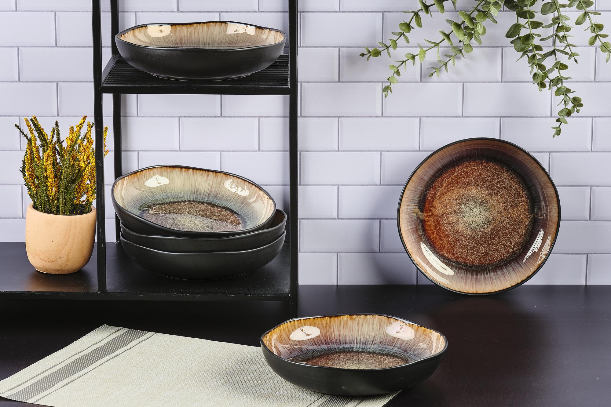 Piatto fondo IRIS Ø22,5 cm - 6 pezzi - Marrone selvaggio