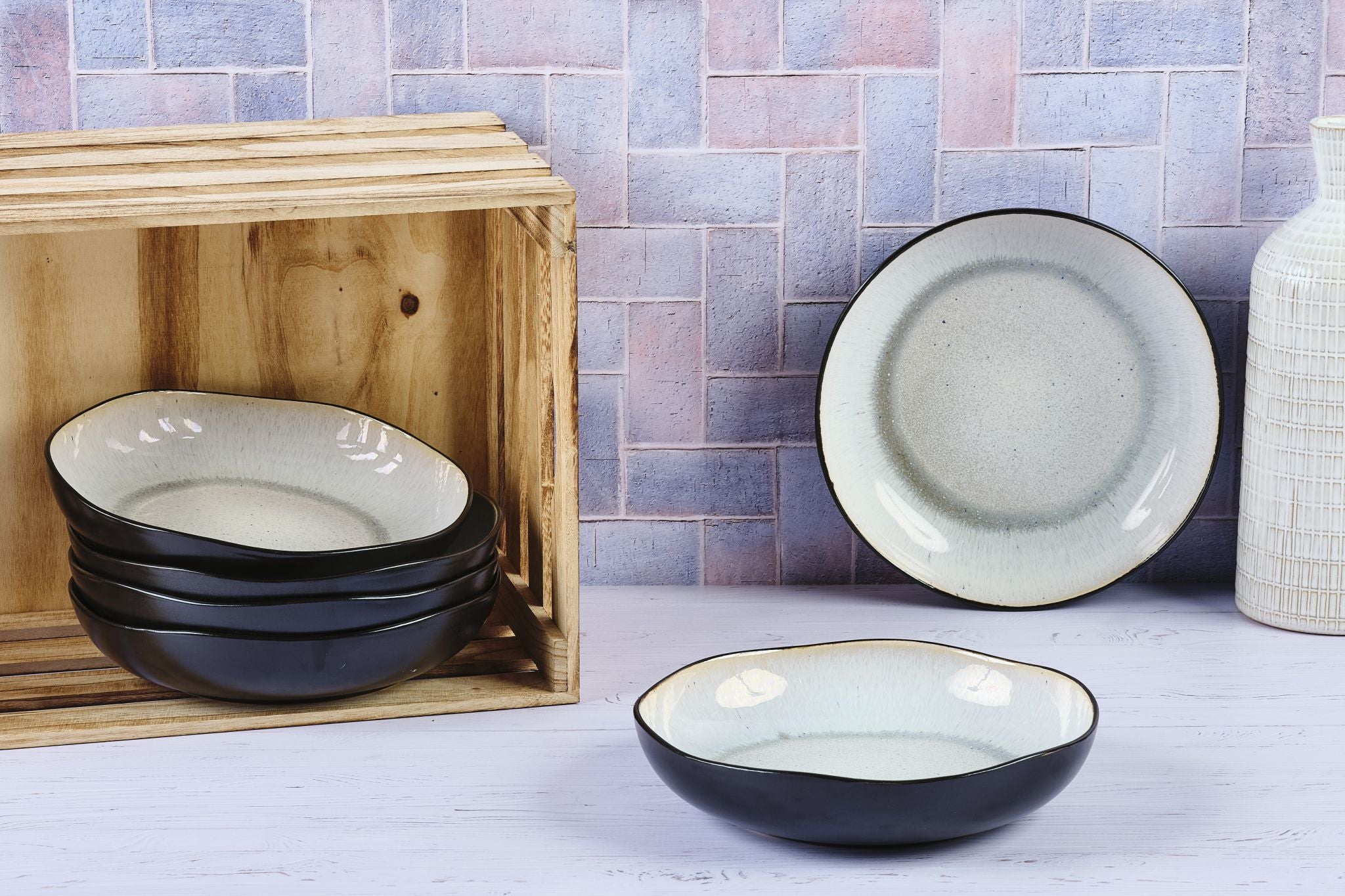 Piatto fondo IRIS Ø22,5 cm - 6 pezzi - Bianco avorio