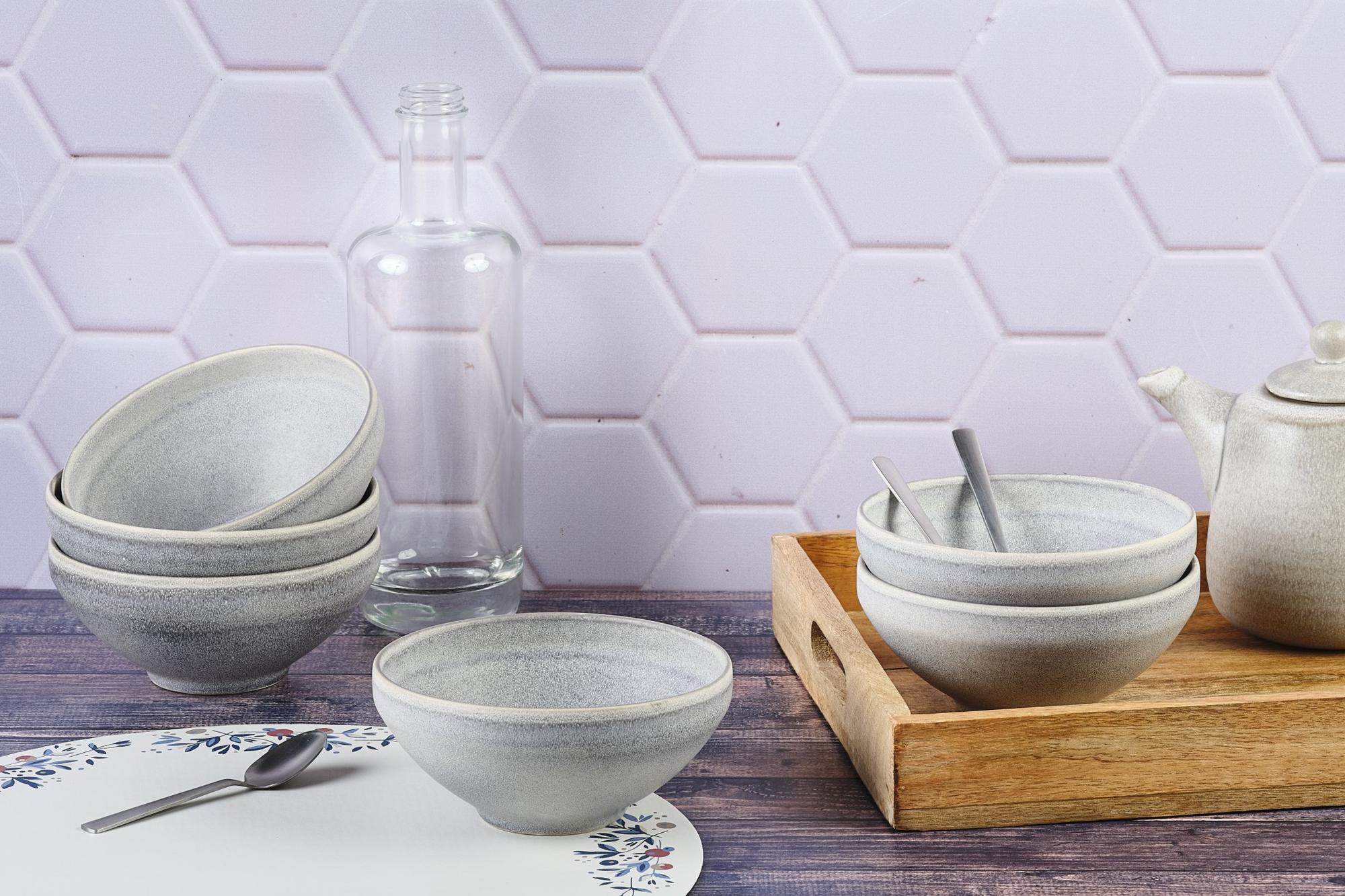 Schalen STONE Ø15cm - 6 tlg. - Mondgrau