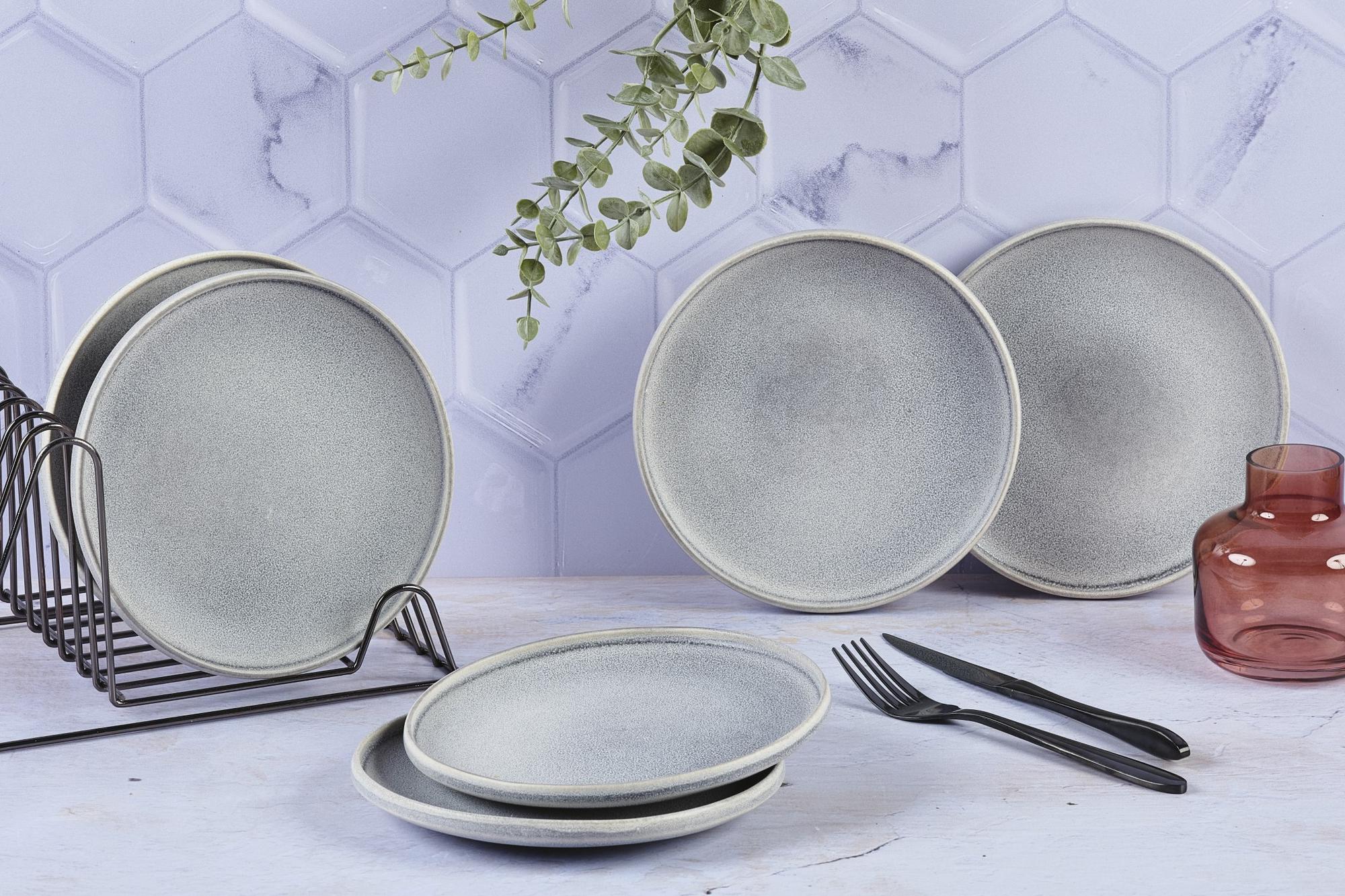 Teller-Set STONE Ø19cm - 6 tlg. - Mondgrau