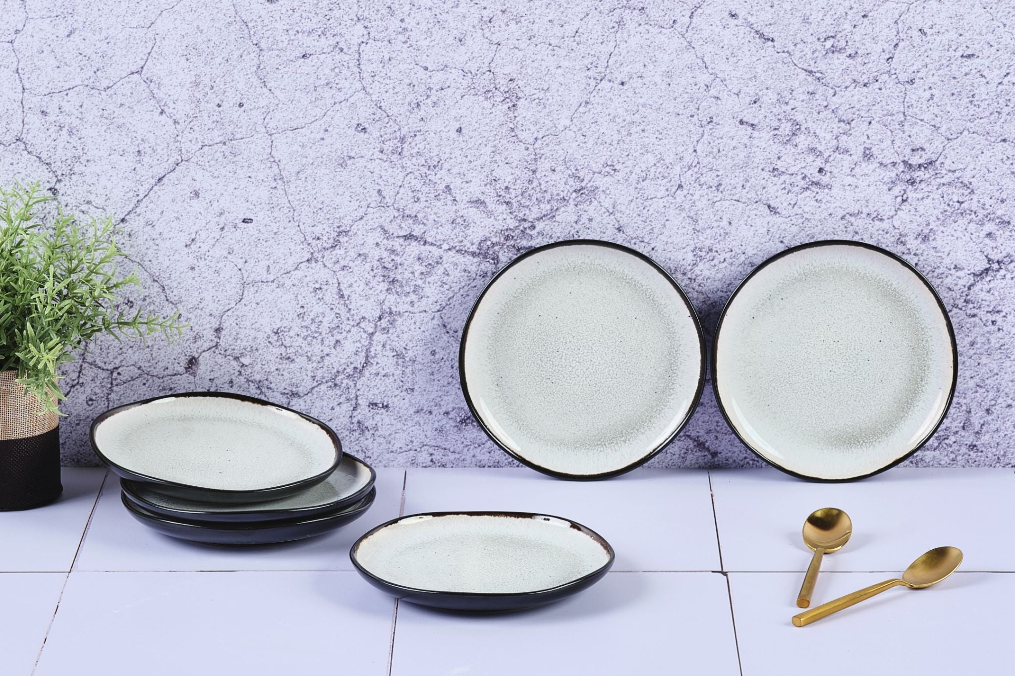 Teller-Set IRIS Ø16cm - 6 tlg. - Elfenbeinweiss