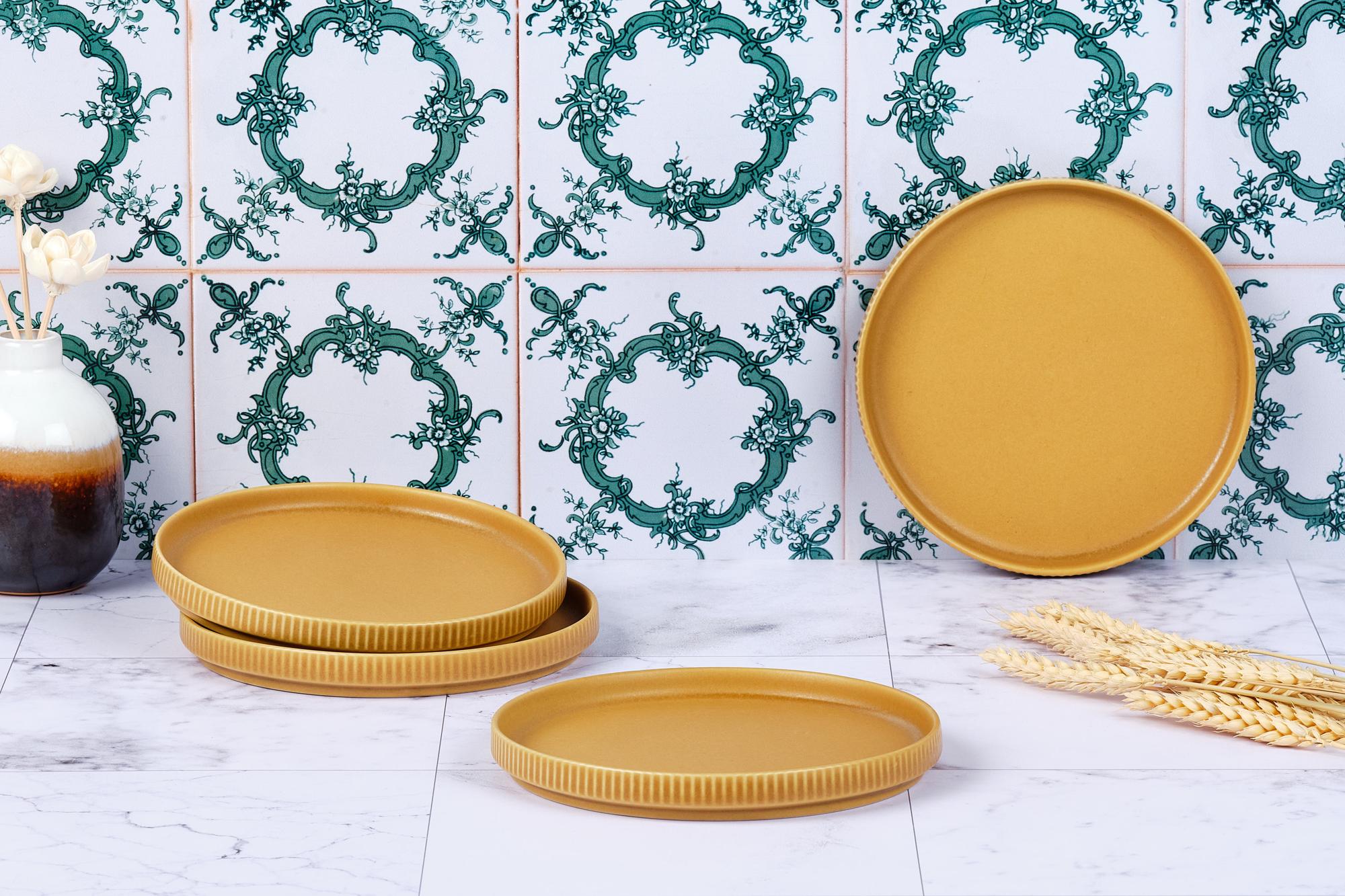 Teller-Set SCANDI Ø16,5cm - 4 tlg. - Ocker