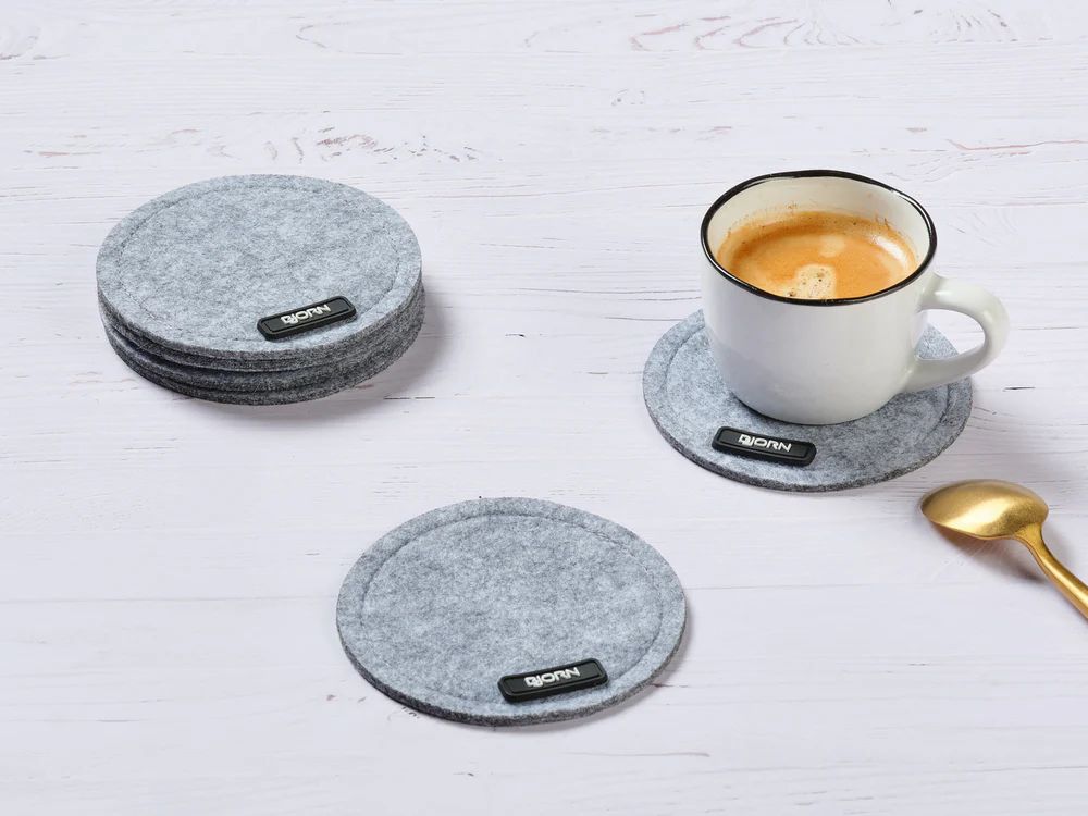 Round coaster - 6 pieces - Gray recycled felt