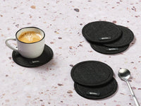 Round coaster - 6 pieces - Black recycled felt