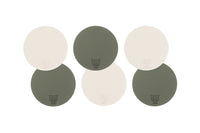 Wendbare Untersetzer "rund" - recyceltes Leder - 6 tlg. - Creme/Grün