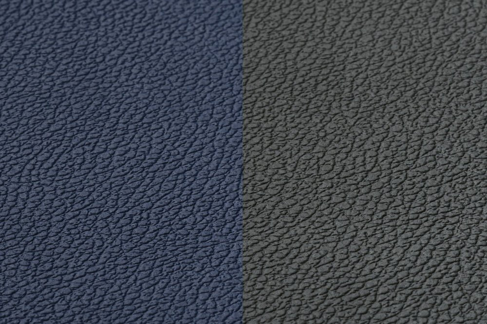 Wendbare Untersetzer "rund" - recyceltes Leder - 6 tlg. - Blau/Grau