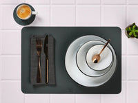 Reversible round coaster - 6 pieces - Midnight blue and anthracite gray recycled leather