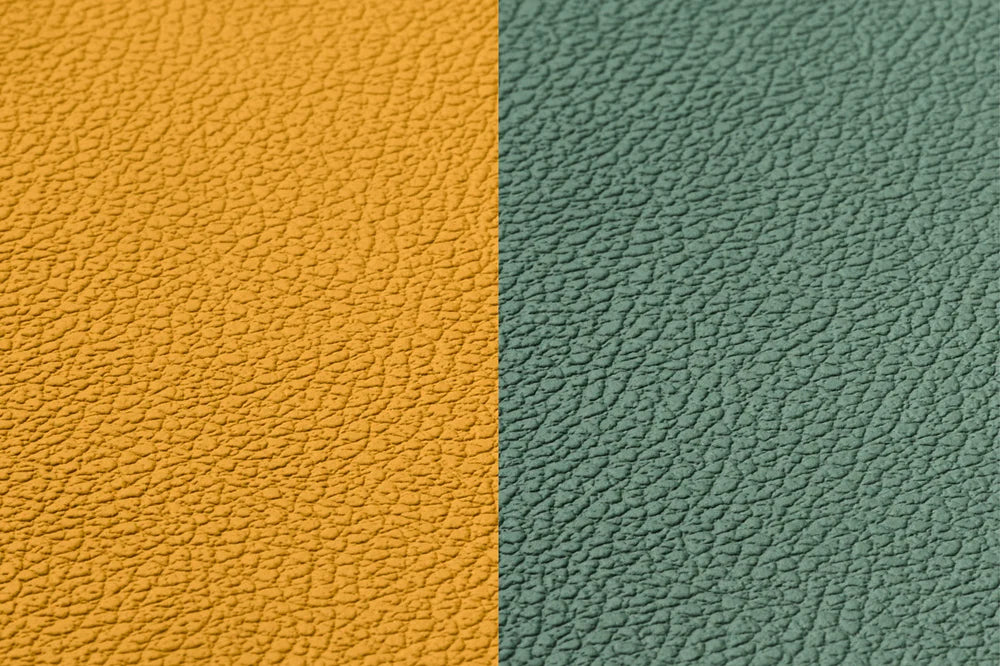 Wendbare Untersetzer "rund" - recyceltes Leder - 6 tlg. - Gelb/Grün