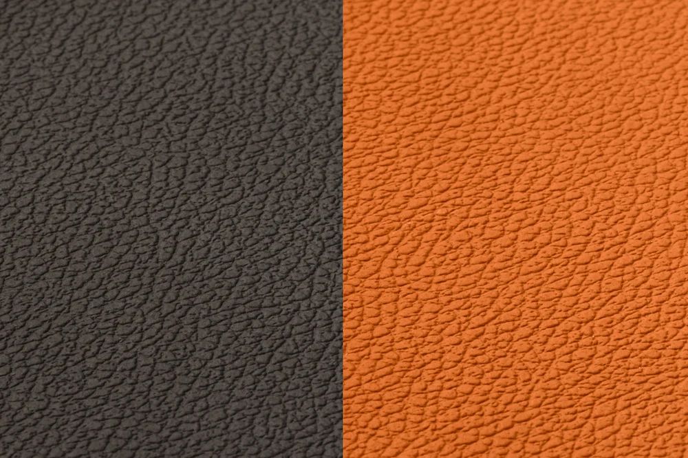 Reversible round coaster - 6 pieces - Orange and chocolate recycled leather