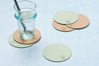 Wendbare Untersetzer "rund" - recyceltes Leder - 6 tlg. - Rosa/Grün