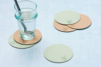 Wendbare Untersetzer "rund" - recyceltes Leder - 6 tlg. - Rosa/Grün