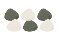 Sottobicchiere curva reversibile - 6 pezzi - Pelle riciclata bianco crema e verderame