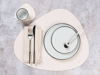 Sottobicchiere curva reversibile - 6 pezzi - Pelle riciclata bianco crema e verderame