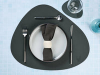 Wendbare Untersetzer "stone" - recyceltes Leder - 6 tlg. - Blau/Grau