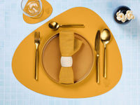 Wendbare Untersetzer "stone" - recyceltes Leder - 6 tlg. - Gelb/Grün