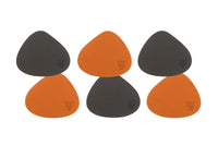 Sottobicchiere curva reversibile - 6 pezzi - Pelle riciclata arancione e cioccolato