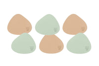 Reversible curve coaster - 6 pieces - Pale pink and pale green recycled leather