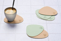 Wendbare Untersetzer "stone" - recyceltes Leder - 6 tlg. - Rosa/Grün