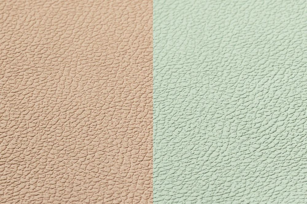 Reversible curve coaster - 6 pieces - Pale pink and pale green recycled leather