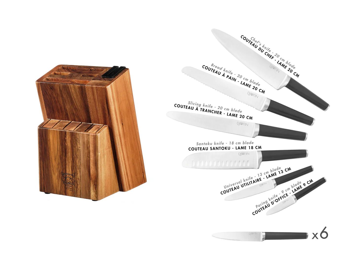 Küchenmesserblock JONA LOVIISA - 14 tlg. - Braun,Schwarz