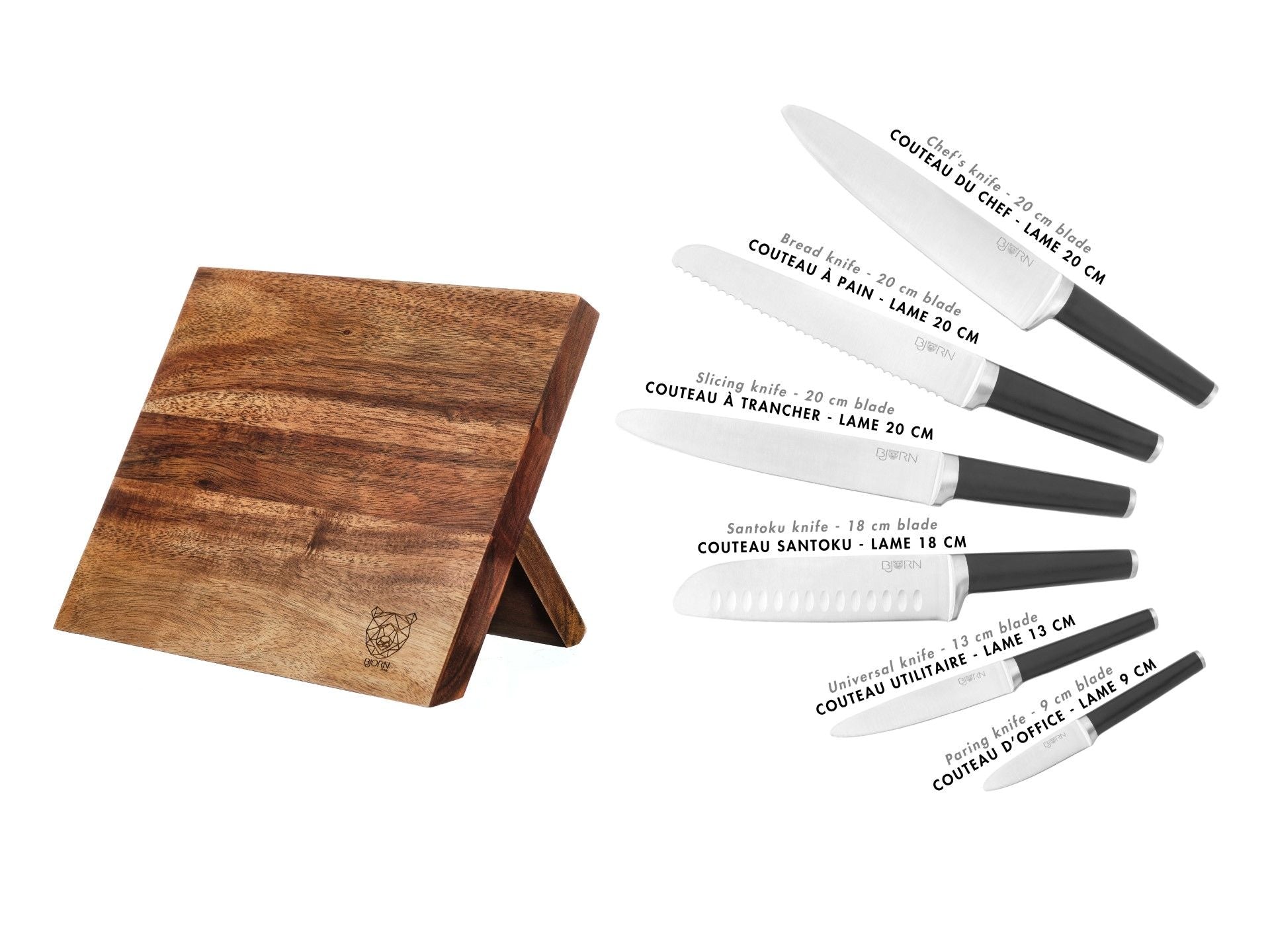 Küchenmesserblock-Set JONA VANTAA - 7 tlg. - Braun