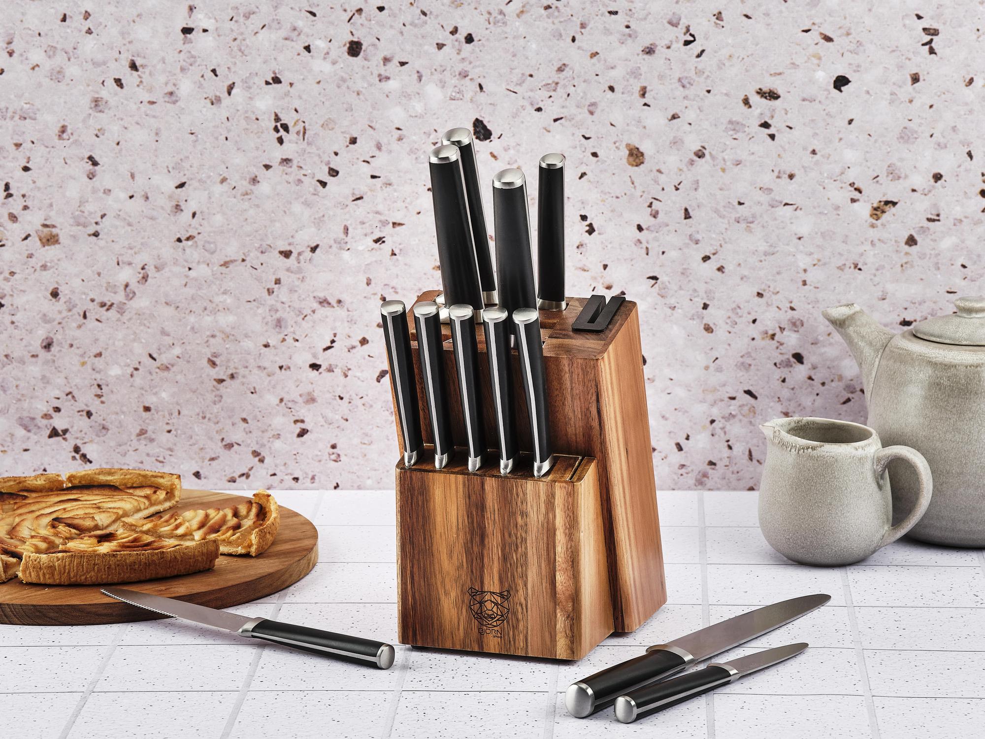 Messerblock mit integriertem Schärfer LOVIISA - 2 tlg. - Braun