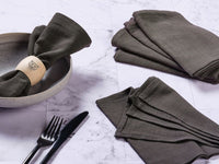 Napkin - 6 pieces - Charcoal gray linen and cotton