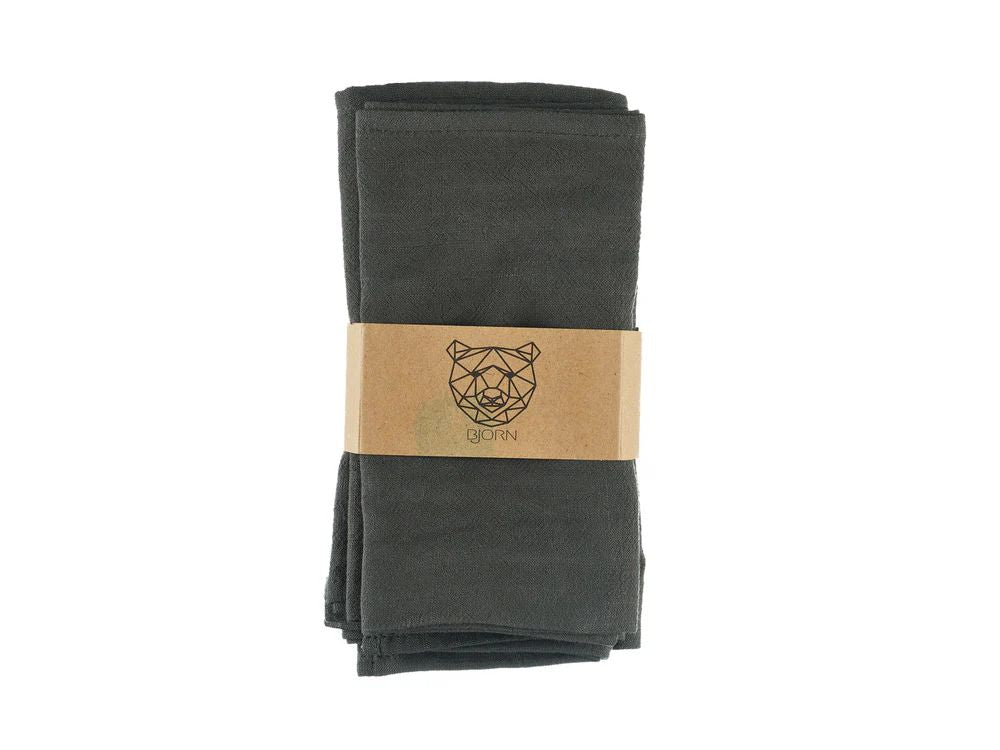 Napkin - 6 pieces - Charcoal gray linen and cotton