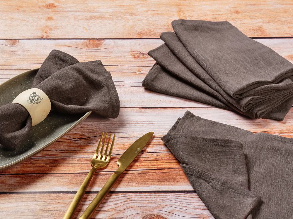 Tovagliolo - 6 pezzi - Cotone lino e cioccolato