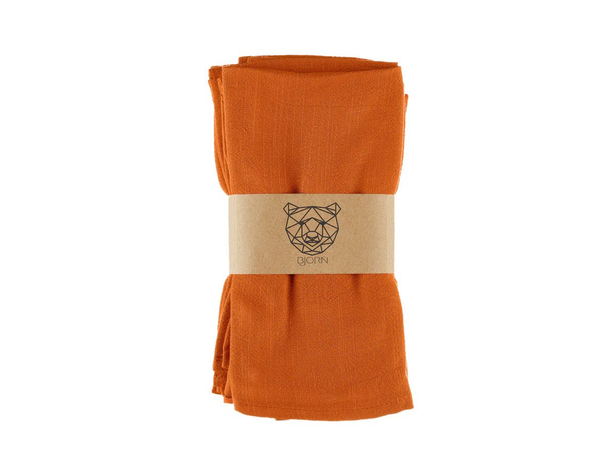 Napkin - 6 pieces - Orange linen and cotton