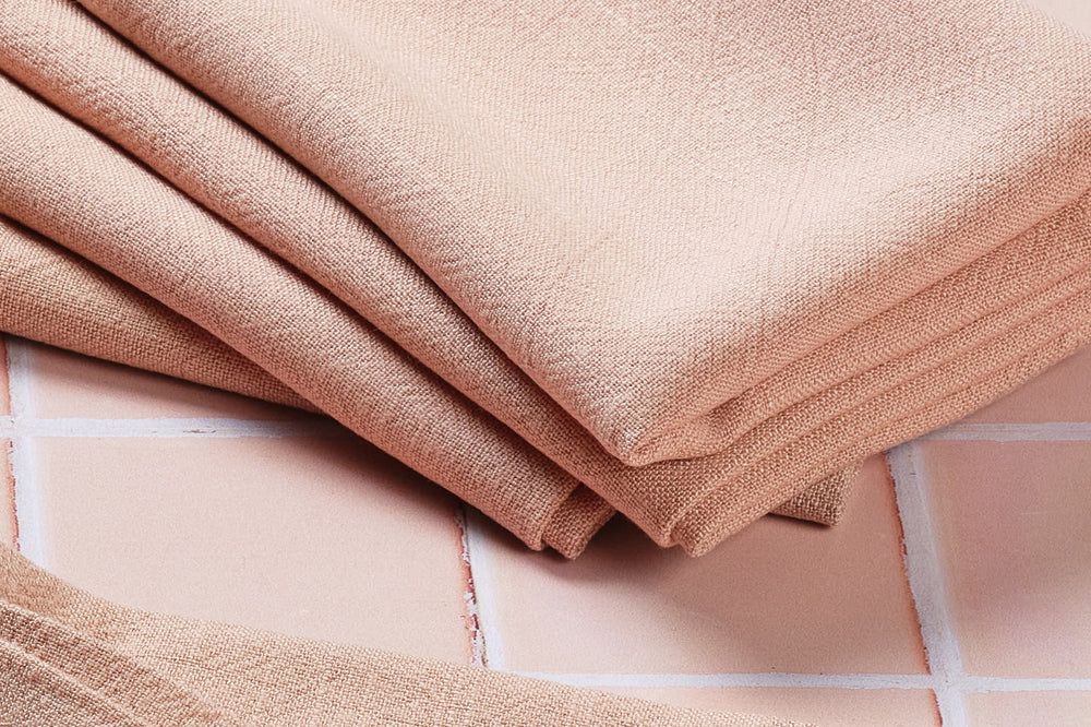 Napkin - 6 pieces - Linen and pale pink cotton