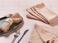 Napkin - 6 pieces - Linen and pale pink cotton
