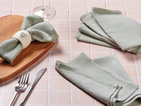 Tovagliolo - 6 pezzi - Lino e cotone verde chiaro