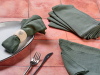 Tovagliolo - 6 pezzi - Lino e cotone verde abete