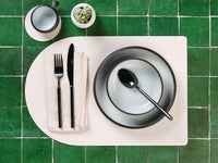 Wendbares Tischset "arcus" - recyceltes Leder - 6 tlg. - Creme/Grün