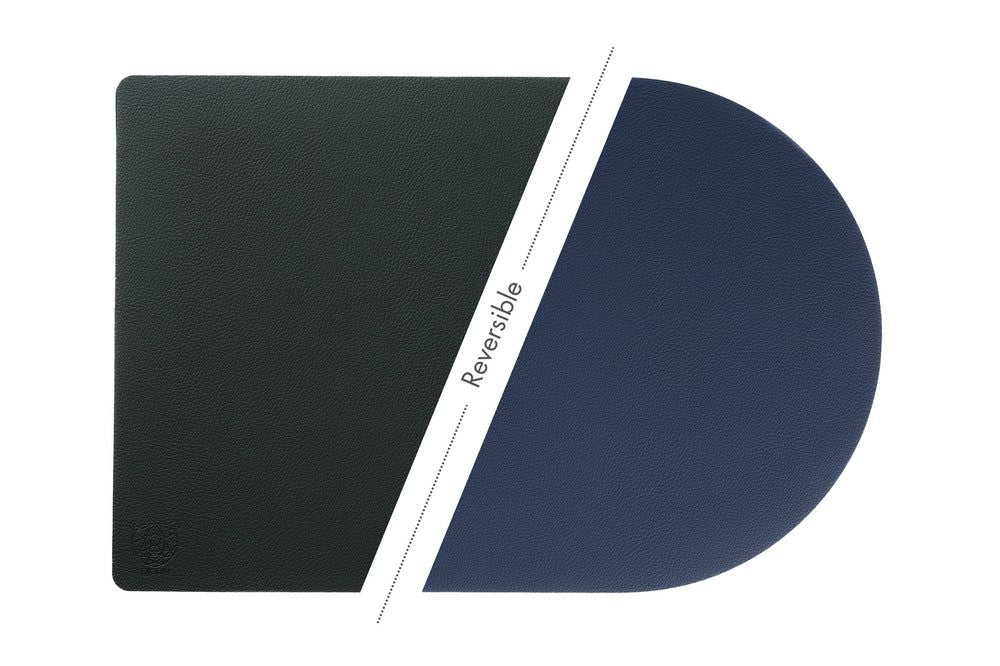 Wendbares Tischset "arcus" - recyceltes Leder - 6 tlg. - Blau/Grau