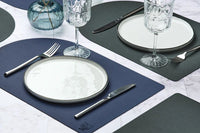 Reversible rectangular placemat - 6 pieces - Midnight blue and anthracite gray recycled leather