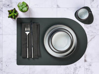 Reversible rectangular placemat - 6 pieces - Midnight blue and anthracite gray recycled leather