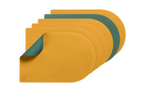 Tovaglietta rettangolare reversibile - 6 pezzi - Pelle riciclata giallo senape e verde abete