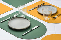 Wendbares Tischset "arcus" - recyceltes Leder - 6 tlg. - Gelb/Grün