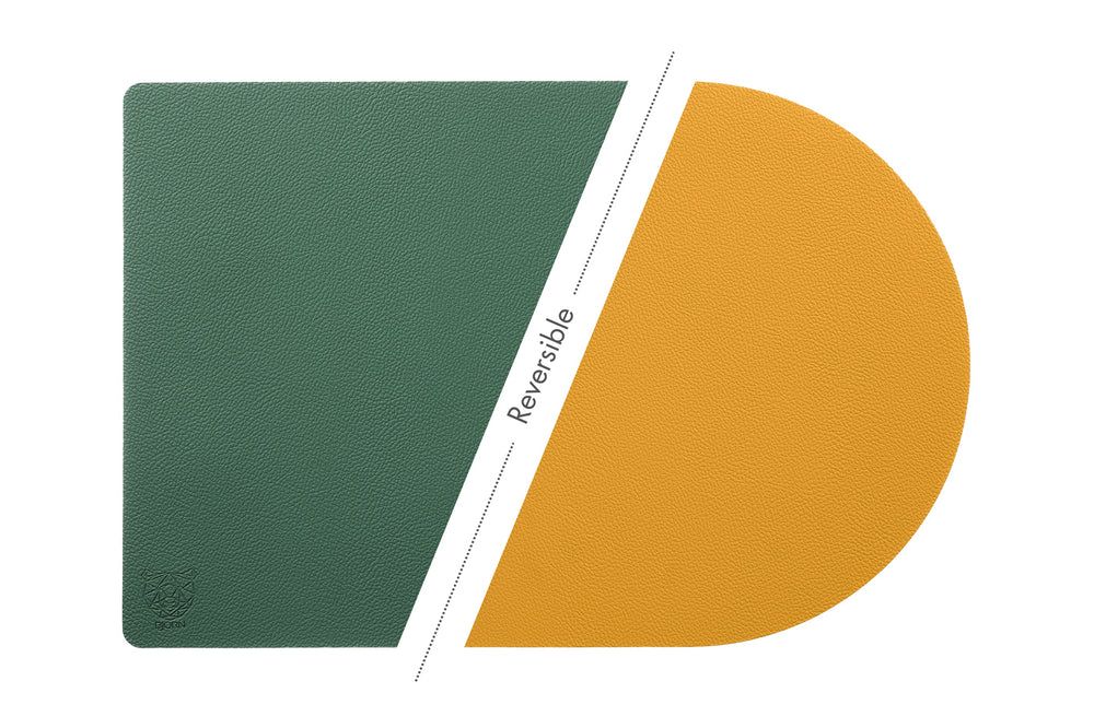 Wendbares Tischset "arcus" - recyceltes Leder - 6 tlg. - Gelb/Grün