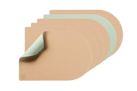 Wendbares Tischset "arcus" - recyceltes Leder - 6 tlg. - Rosa/Grün