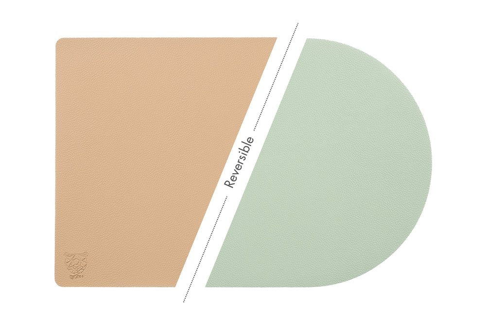 Wendbares Tischset "arcus" - recyceltes Leder - 6 tlg. - Rosa/Grün