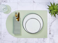 Tovaglietta rettangolare reversibile - 6 pezzi - Pelle riciclata rosa pallido e verde pallido