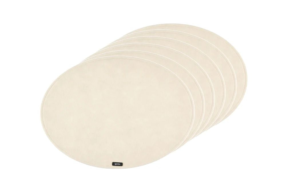 Tischset "oval" - recycelter Filz - 6 tlg. - Beige