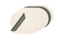 Wendbares Tischset "oval" - recyceltes Leder - 6 tlg. - Creme/Grün